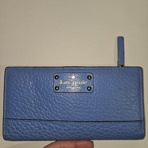 Kate Spade New York Tellie Grove Blue Leather Bi-Fold Wallet